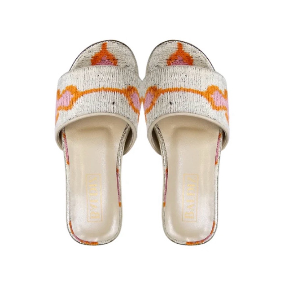 Baldiz Lilah platform slide in pink and orange chenille - Size 39 / 9